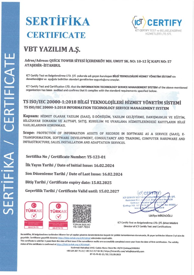 2024 - Bilgi Teknolojisi Hizmet Yönetim Sistemi